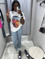 ALLEN IVERSON AI PINK STAR BOXY COTTON TEE SHIRT BOXY