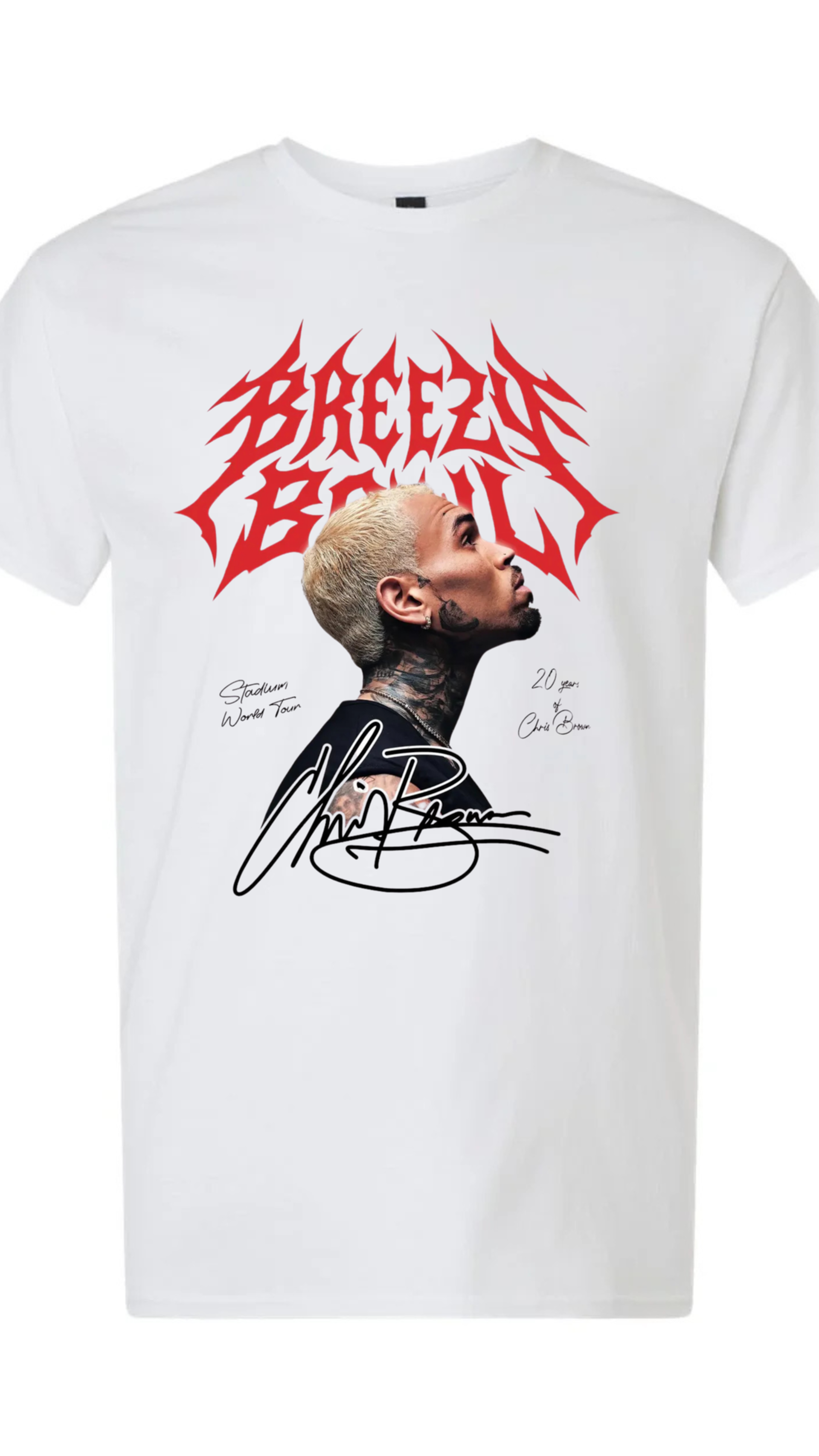 CHRIS BROWN "BREEZY" SHORT SLEEVE TEE TOUR SHIRT BOWL XX 
