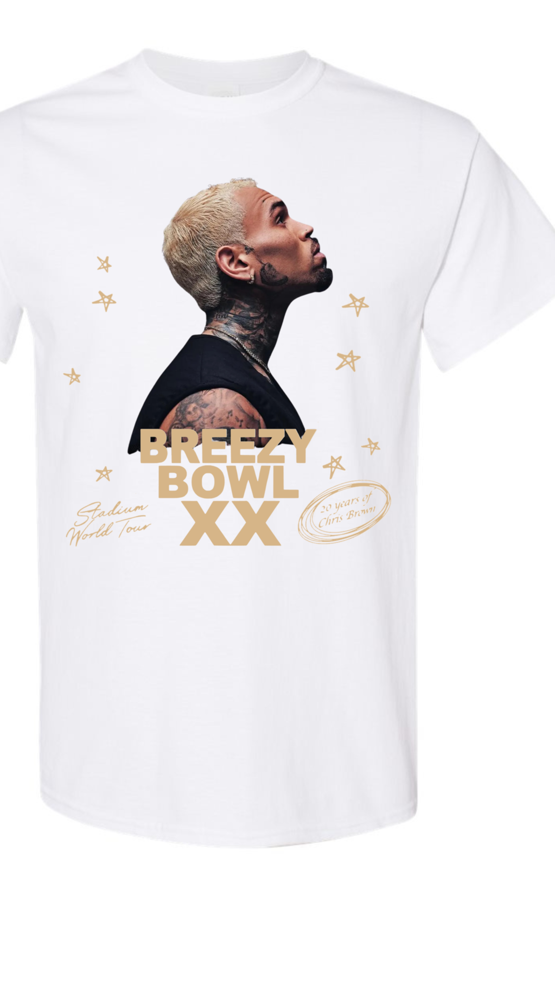 CHRIS BROWN "BREEZY" SHORT SLEEVE TEE TOUR SHIRT BOWL XX 