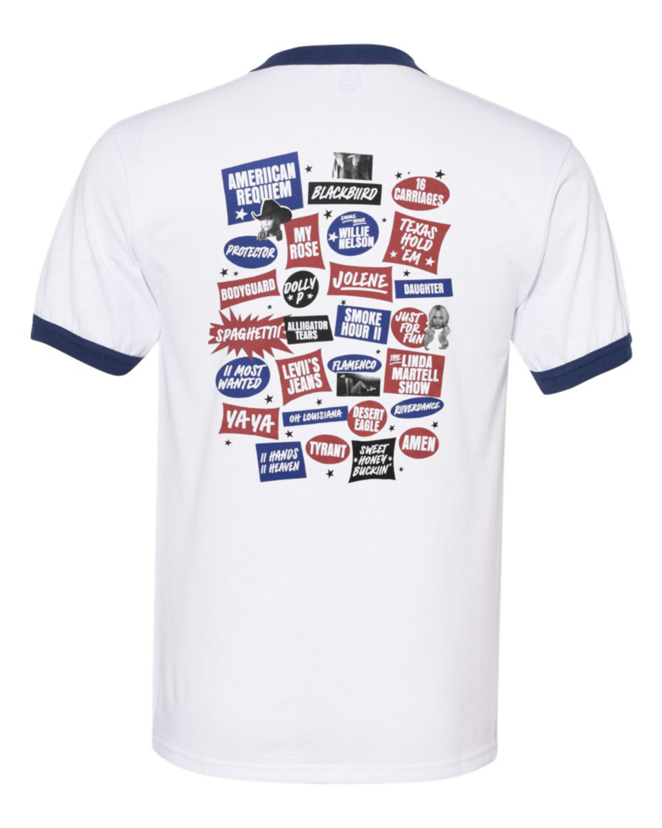 CC RINGER COWBOY CARTER SHORT SLEEVE RINGER  TEE TOUR SHIRT 