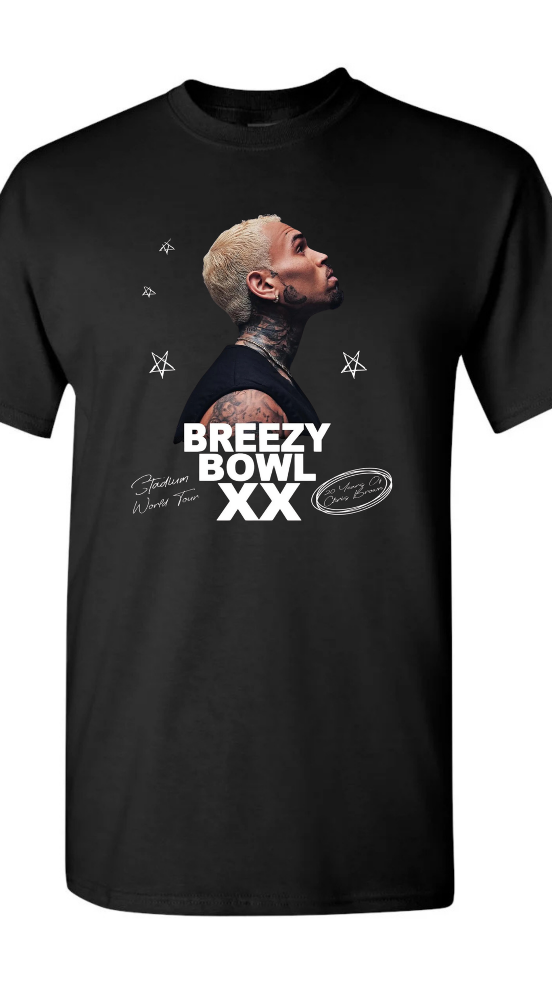 CHRIS BROWN "BREEZY" SHORT SLEEVE TEE TOUR SHIRT BOWL XX 
