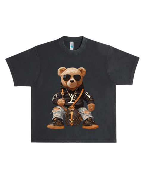 LV BEAR BOXY SHIRT, HD GRAPHIC PRINT T-SHIRT