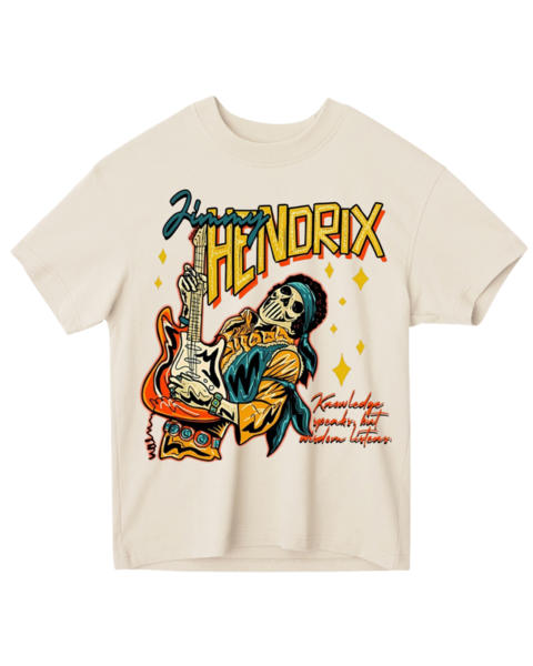 JIMMY HENDRIX GRAPHIC PRINT BOXY CROPPED TEES FOR UNISEX