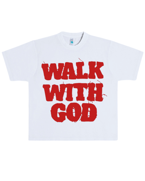 WALK WITH GOD GRAPHIC PRINT BOXY CROPPED TEES FOR UNISEX
